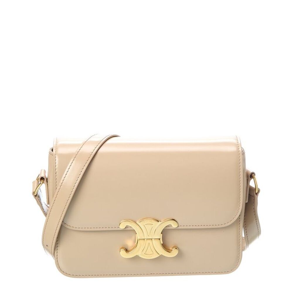 Celine Teen Triomphe Leather Shoulder Bag, Brown